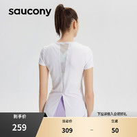 Saucony索康尼官方正品女短袖针织衫开叉T恤吸湿透气运动舒适凉感