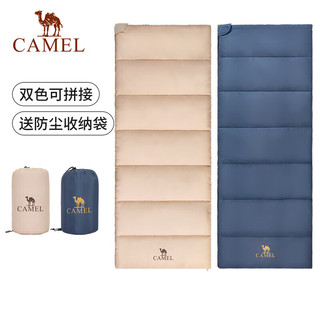 骆驼（CAMEL）户外睡袋便携保暖春夏成人隔脏拼接露营单双6308卡其色1.1KG右边 10—25℃,卡其色1.1KG右边