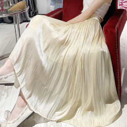 bazaarred流光裙女夏季新款长款大裙摆仙女裙纱纱裙纯色裙子