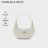 CHARLES & KEITH CHARLES&KEITH三角扣新月包腋下包单肩包包女包生日礼物送女友CK2-50271205 粉白色Chalk S