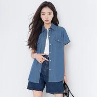 JEANSWEST 真维斯 夏季女款牛仔短袖衬衣潮流时尚休闲衬衫洋气百搭宽松舒适简约显瘦