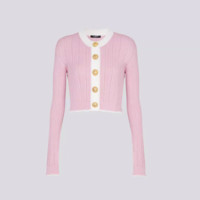 BALMAIN 巴尔曼 女士圆领针织衫 CF0KL047KG41 粉红色/白色 36