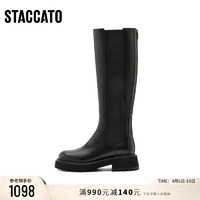 STACCATO 思加图 冬季新款骑士靴厚底长筒靴加绒超长靴女皮靴子D9171DG1