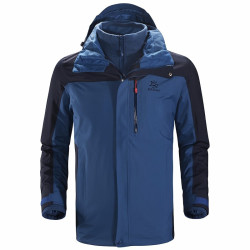 kailas凯乐石户外冲锋衣男秋冬季三合一套装登山服外套远征pro男中蓝