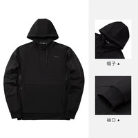 迪卡侬（DECATHLON）运动卫衣男女秋冬保暖连帽纯色外套宽松长袖上衣MSMH 黑色 XL