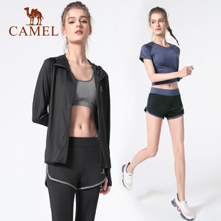 骆驼（CAMEL） 骆驼瑜伽服套装女夏季服短袖房运动服装高端跑步衣服 A7S1U8135，心灵紫，五件套1 M