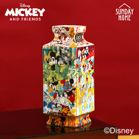 迪士尼 SUNDAY HOME波普系列米奇老鼠骨瓷四方花瓶摆件