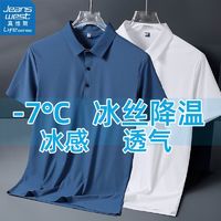 JEANSWEST 真维斯 夏季新款冰丝Polo衫短袖透气翻领时尚速干休闲百搭纯色男款