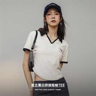 YANXUAN 网易严选 马登女装V领Polo衫正肩显瘦短袖修身T恤上衣