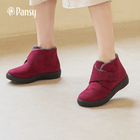 Pansy 日本冬季女鞋保暖加厚加绒羊毛雪地靴防滑短靴高帮妈妈棉鞋