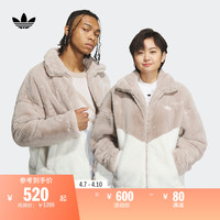 adidas 阿迪达斯 官方三叶草男女情侣款人造毛皮运动夹克外套IN0982