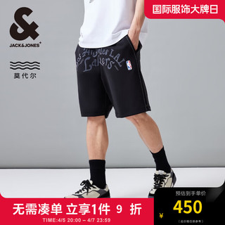 杰克·琼斯（JACK&JONES）夏季NBA联名湖人队宽松logo刺绣运动休闲短裤22429F002 黑色E40 黑色E40 175/80A/MR