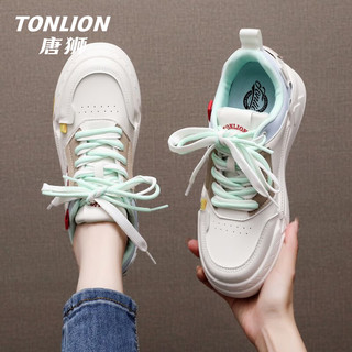 唐狮（TonLion）女鞋春夏季厚底鞋子女百搭小白鞋女士增高运动板鞋 37