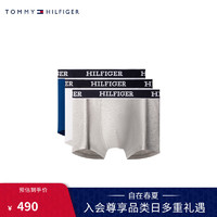 TOMMY HILFIGER 24春夏男装三条装提花腰边棉质微弹平角内裤UM0UM03185 深蓝/灰/白0YZ L