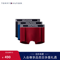 TOMMY HILFIGER 24春夏男装三条装提花腰边棉质微弹平角内裤UM0UM03185 红/蓝/黑0SX M