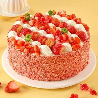 味多美 新鲜蛋糕 蛋糕 北京同城配送 水果蛋糕 天然奶油蛋糕  草莓丝绒蛋糕 原味蛋糕杂果夹心 直径15cm