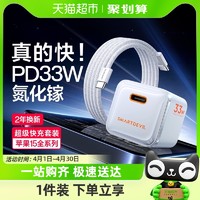 88VIP：SMARTDEVIL 闪魔 苹果充电器20W氮化镓PD33W快充套装适用iPhone15/14/13手机12