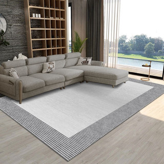 布迪思 地毯客厅卧室茶几沙发地毯可北欧简约现代满铺加厚短绒防滑 时序 140*200cm