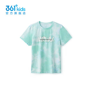 361°儿童童装男童短袖针织衫2024年夏季休闲T恤中大童儿童上衣 绿玻璃 130cm