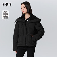 Semir 森马 羽绒服女肌理外套宽松2023冬季拼接仿羊羔毛时尚温柔109723113021