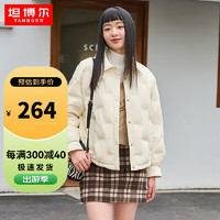 TANBOER 坦博尔 羽绒服女短款衬衫领女士保暖外套时尚宽松TD236232 浅柔米 165