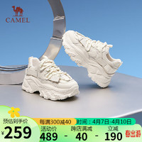 CAMEL 骆驼 老爹鞋女潮酷拼接花式绑带增高厚底休闲鞋 L24S202644 米色 38