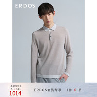 ERDOS 鄂尔多斯 春夏小翻领长袖男针织衫 深棕黄 170/92A/M