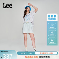 Lee 商场同款天丝面料凉凉裤冰蓝色女款牛仔短裤潮流LWB005157201 冰蓝色 M