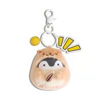 致年华 可爱正能量企鹅变仓鼠抱瓜子毛绒公仔包挂件日系卡通挂饰礼物 粉色++汉堡扣子 8cm