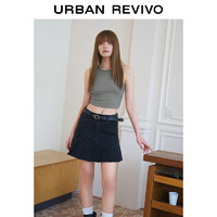 URBAN REVIVO UR2024春季新款女装时尚百搭内搭打底弹力圆领背心UWB440001 浅灰 M