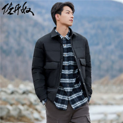 giordano佐丹奴外套男装梭织工装口袋宽松翻领棉衣外套13073864