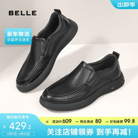 BeLLE 百丽 大头休闲皮鞋男春牛皮革真皮商务鞋A1010AM3 黑色 38