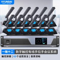 HYUNDAI 现代影音 现代W-20专业有线手拉手工程视频会议话筒 大型会议室桌面方杆麦克风 防干扰数字会议系统一拖十二