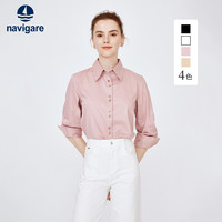 navigare 纳维凯尔 意大利小帆船春季新款长袖衬衫女粉色设计感商务打底衬衣