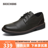 SKECHERS 斯凯奇 男鞋软底商务休闲皮鞋防滑德比鞋66438 全黑色/BBK 41