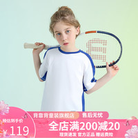 Kappa Kids卡帕中大童夏季短袖简约时尚百搭拼色运动校园风上衣 白/蓝 常规 170