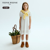 Teenie Weenie Kids小熊童装24年夏女童全棉法式泡泡袖连衣裙 白色 110cm