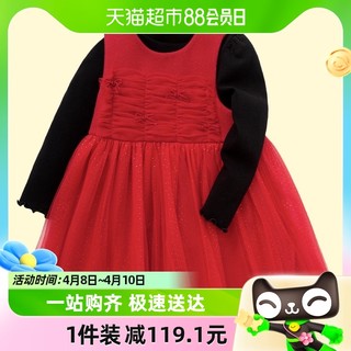 88VIP：巴拉巴拉 童装女童套装儿童春秋装宝宝两件套小童甜美裙子