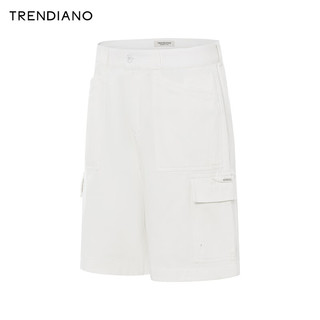 TRENDIANO大口袋休闲工装裤2024年夏季直筒休闲裤时尚短裤男 米白 S