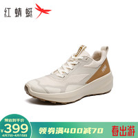 红蜻蜓【商场】厚底健步鞋女款2024通勤休闲运动鞋DW036020 米/灰色 35