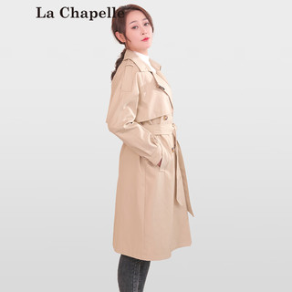 拉夏贝尔风衣女式英伦风气质中长款宽松系带收腰显瘦翻领外套24春季 米色 M
