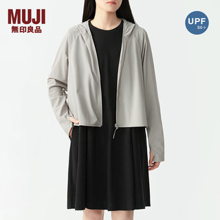 无印良品 MUJI 女式 防紫外线 拉链短款连帽衫夏季款防晒服防晒衣女款 灰色 M160/84A