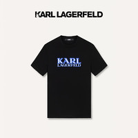 Karl Lagerfeld卡尔拉格斐轻奢老佛爷男装 2024夏款logo印花T恤老佛爷男241N1714 黑色 46