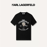 Karl Lagerfeld卡尔拉格斐轻奢老佛爷男装 24夏款大logo钉珠休闲棉质舒适短袖T恤 黑色 48