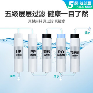 安吉尔净水器家用过滤器套装【J1205-ROB8C+管线机2518】厨下式反渗透纯水机双出水机