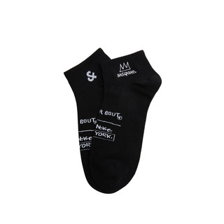 杰克·琼斯（JACK&JONES）夏季BSQ联名男士字母印花舒适面料休闲短袜两双装22421Q025 黑色/白色E40 L