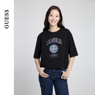 GUESS24年夏季女士美式复古logo多色纯色短款T恤-W4PP97K2Q40 A604-粉色 L