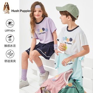 暇步士（Hush Puppies）童装儿童2024夏季男女童防晒T恤轻薄青春时尚短袖 本白 105cm