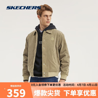 斯凯奇（Skechers）简约复古百搭保暖裥棉外套L323M095 海带褐/01EW L 