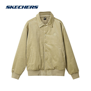 斯凯奇（Skechers）简约复古百搭保暖裥棉外套L323M095 海带褐/01EW L 